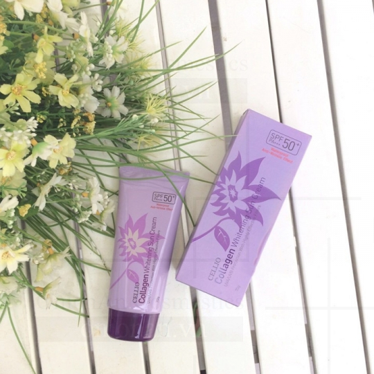 Kem Chống Nắng Cellio Collagen Whitening Sun Cream SPF50+ PA+++ (Tím)